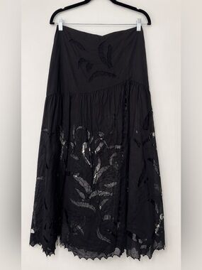 Uma and Leopold Black Cutwork Skirt – Size Medium